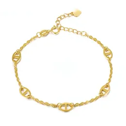 Yadis original real 999 24k pure gold chain fine jewelry pig nose charm bracelets femme women