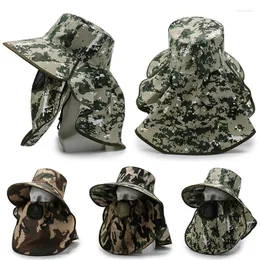 Wide Brim Hats Summer Anti-UV Neck Cover Hat Sun For Men Women Camouflage Sunscreen Cap Outdoor Hiking Tea Picking Mask Caps