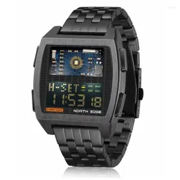 Zegarstwatches North Edge Sport Stopwatches Cyfrowe zegarki Wojsko mężczyzn 50 m Waterproof wielofunkcyjny Cyberprzestrzeni LED LED Smart