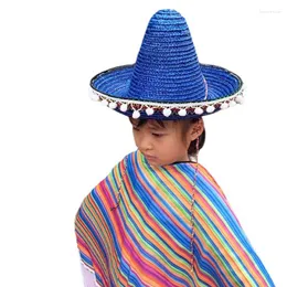 Geniş Memlu Şapkalar Cincodemayo Straw Hat Çocukları Partisi Meksika Festivali Tema Kostüm Aksesuarları