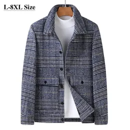 Men's Wool Blends Plus Size 8XL 7XL 6XL Jacket Fashion Coat 2023 Spring Autumn Oversize Classic Plaid Casual Windbreaker Male Brand Clothes 230927