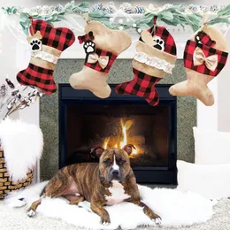 Juldekorationer strumpor hund benfisk form presentpåse nuvarande julstrumpa fyllare regali natale calcetines navidad kerst sokken 230928