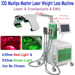 Kaltlaser -Therapie Abschleifausrüstung 10D Maxlipo Master Laser Fettreduktion Gewichtsverlust Lipolaser Schönheit Klinik Maschine mit 4 EMS Cryolipoysis -Platten