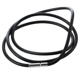 3 mm schwarze Gummikordel-Halskette mit Edelstahlverschluss, Damen-Herren-Choker-Zubehör, Collier – 25 5 Zoll234b