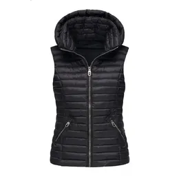 Women's Vests Womens Winter Thick Slim Vest Hooded Puffer Jackets Sleeveless Waistcoat Top Warm Coat 230927