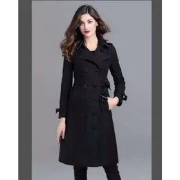 2023 Hot Classic Item! Fashion England Design Trench Coat/Women High Quality Cotton X-Long Style Jacket/Double Breasted Slim Fit Trench/Kne Length Trench