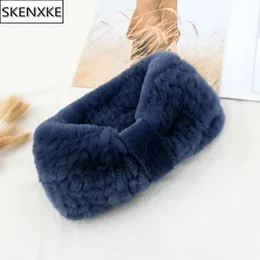 Scarve's luxury winter 100 rex rabbit fur knitted elastic headband high quality real hair band Fashion accessories 230928