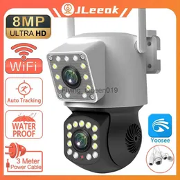 Lente CCTV JLeeok 4K 8MP Lente Dupla PTZ Câmera Wifi AI Humano Rastreamento Automático Ao Ar Livre 4MP Segurança CCTV Câmera de Vigilância por Vídeo Yoosee YQ230928