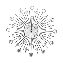 Horloges murales Vintage Metal Art Crystal Clock Luxe Diamond Morden Design Home Decor