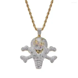 Pendant Necklaces Hip Hop Jewelry 18k Gold Plated Zirconia Simulated Diamond Iced Out Chain Pirate Cream Necklace For Men Charm Gi334s