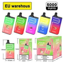 EU USA Warehouse Original 5000 Puffs使い捨てPoco BE5000電子タバコVAPEペン充電式エアフロー調整可能14ML 10 FLAOVRSデバイス