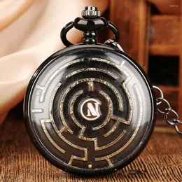 Pocket Watches Black/Gold/Rose Gold Cover Unique Movable Ball Maze Small Game Display Quartz Vintage Watch Gift Kids Men Women