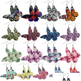 Lampadario pendente 4/5/8 Set Moda a forma di farfalla Pu Orecchini in ecopelle Fatti a mano Y Gioielli orecchio femminile per le donne Regali Drop Deliver Dhua5