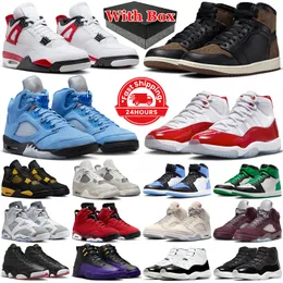 With Box basketball shoes men womens jumpman 1s 4s 5s 6s 9s 11s 12s 13s Palomino 1 Red Cement 4 UNC 5 6 Cherry 11 9 Field Purple 12 Playoffs 13 mens trainers sports sneakers