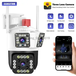CCTV Lens Cansitum 6K WIFI IP Outdoor 12MP Camera Motion Tracking PTZ 4K Video Camera Three Lens Three Screen Waterproof Security System YQ230928