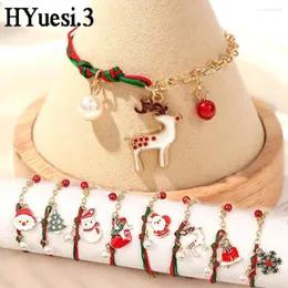 Charm Bracelets Mode Santa Claus Snowflake Bell Rentier Zauber verstellbares Wachs Seil Weihnachten geflochtenes Armband Weihnachtsfeier Freundschaft