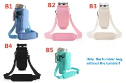 NEW Neoprene 2 in 1 Water Bottle Carrier Bag With Pouch Colorful 40oz Tumblers Bags With Strap Storage Sleeve car bag Holder FY5669