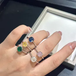 DUPE Design 925 Srebrne pierścionki dla kobiet Pierścień Wedding wielokolorowy Kryształ Cryształowy Pierścień Rhinestone