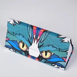 Fashion Fold Up Sunglasses Case Women Men Owl Animal Print Glasses Box Cartoon Design Eyeglasses Cases Eyewear Accessories 10pcs l2408