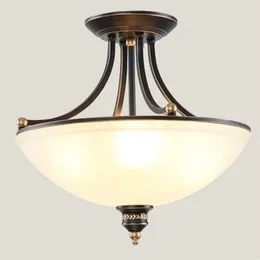 Taklampor Simple European Style Country Lamps American Retro Plafond Light Restauratn Study Iron Antique Glass Semi