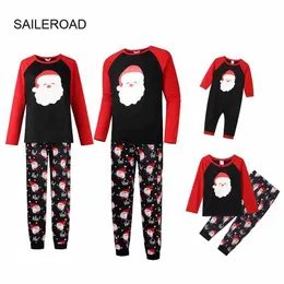 家族マッチング衣装Saileroad New Family Matching Christmas Santa Claus Pajamas Sets Parent-Child Sleepers Xmas Kids Homewear New Year outfits YQ230928