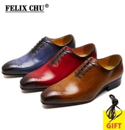 FELIX CHU Big Size 613 Oxfords Leather Men Shoes Whole Cut Fashion Casual Pointed Toe Formal Business Male Wedding Dress 2111023266559