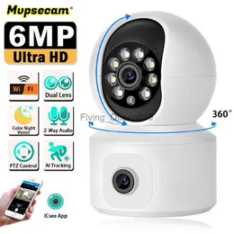 CCTV Lens ICSEE 6MP WiFi Camera with Dual Screen Baby Monitor Night Vision Indoor Mini PTZ Security IP Camera CCTV Surveillance Cameras YQ230928