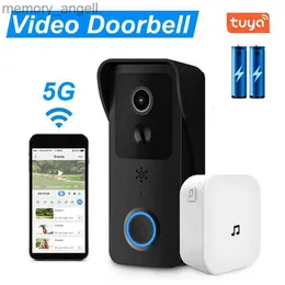 Dörrklockor Tuya Smart Video Doorbell 1080p Outdoor Wireless Door Bell Night Vision 2.4/5G WiFi Voice Intercom Dörrtelefon Säkerhetskamera YQ230928