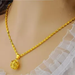 Carved yellow bead pendant necklace for women 24k gold plated Wave chain necklace 2016 fashion collie jewelryr268h
