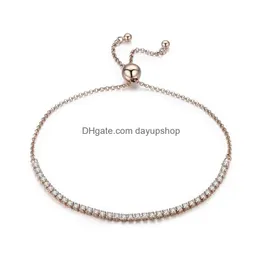 Bangle 925 Sterling Sier Sparkling Strand Bracelet Women Link Tennis Jewelry 3 Colours SCB029 220831 Drop Deliver