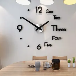 ساعات الحائط 3D Clock Clock Modern Diy Digital Acrylic Stickers Decore Office Decor