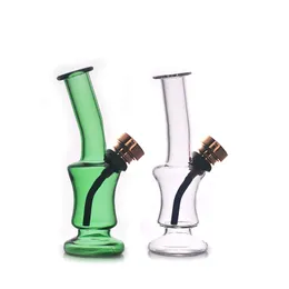 Wholesale Small hookah Travel colorful glass water dab rig bong tobacco pipe Recycler Ash Catcher with downstem metal smoking dry herb bowl XMAS GIFT