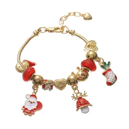 Bracelet Pandorara Designer Luxury Fashion Girl Handmade Santa Claus Love Pendant Large Hollow Multi Element Beaded Bracelet