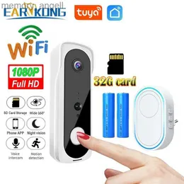 Doortbells tuya wifi video doorbell camera wireless door bell 1080p HD 2MP Smart Security Camera App intercom Light Vision YQ230928