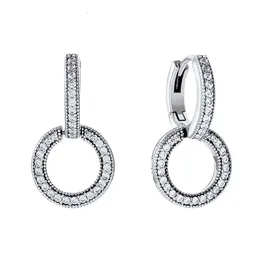 Earrings Pandorara Designer Luxury Fashion Women Style 925 Sterling Silver Shining Double Ring Classic Earrings Delicacy And Elegant Ins High Grade Earrings