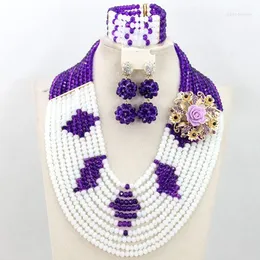 Necklace Earrings Set Multi Color Jewelry Crystal Beads Nigerian Wedding African Costume Fashion