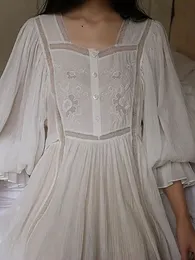 Kadınlar Robe Kadınlar Saf Pamuk Ruffles Vintage Nightgowns Robe Nightie Uzun Elbise Victoria Romantik Prenses Palet Gizlesi Nightdress Homewear 230927