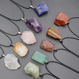 Collana con ciondolo in quarzo fluorite con pietra di ametista grezza irregolare grezza sfusa