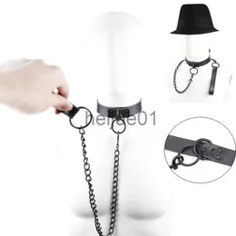 Bondage faux äkta läder choker hals krage med dragkraft koppel kedja bdsm bondage bly slav återhållsamhet valp spela sex leksaker x0928