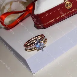 Diamond Designer Engagement Rings for Women Fashion Three in One Ring Jewelry Christmas Gift