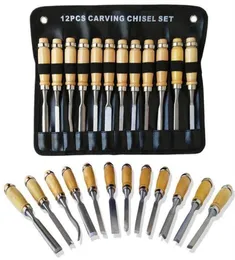 Wood Carving Hand 12pcs Chisel Tool Set Professional Woodworking Chisel Steel For Making Bags213Z2543646