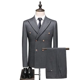 men's suit large size male Blazers double breasted three piece suit dress