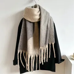 Szaliki Scarfs Fashion Cashmere Winter Winter Pashmina Tassel Tassel Salif for Women Solid Shawl Wrap Lady Bandana Foulard 2023 230928