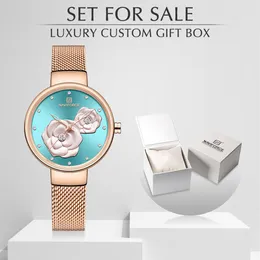 NOWOŚĆ NaviForce Rose Gold Watches Watche Ubierz kwarcowe zegarek panie z luksusowym pudełkiem żeńskie zegarek zegarowy dla dziewczynki dla 202G