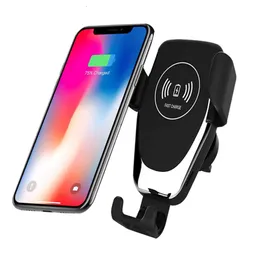 Automatic Clamping Gravity Qi Wireless Car Charger Mount 10W Fast Charging Phone Holder Smart Sensor Charger