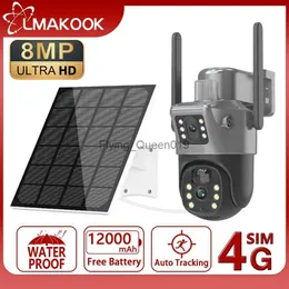 CCTV-Objektiv LMAKOOK 4K 8MP 4G Dual Lens PTZ Solarkamera Dual Screens PIR Human Tracking Outdoor WIFI Security CCTV Surveillance IP Camera YQ230928