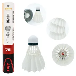 Balls White Durable High Stability 3in1 Fiber Cork 1st Class Duck Feather Badminton Shuttlecock Birdies D75 Hybrid 230927