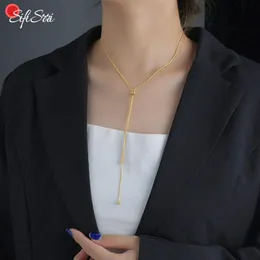 Chains Sifisrri Pull-out Adjustable Round Snake Necklace Stainless Steel For Women Girl Party Fashion Unisex Wrist Jewelry Gift2499