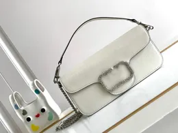 Designerväska Kvinnor Läder Liten klaffpåse Avtagbar kedja Luxury Crossbody Bag Crystal Decorated Clip Bag för kvinnors högkvalitativa läderhandväska
