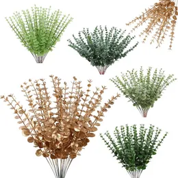 Decorative Flowers 6Pcs DIY Artificial Plants Eucalyptus Leaves Garden Decoration Fake Stems Party Wedding Home Decor